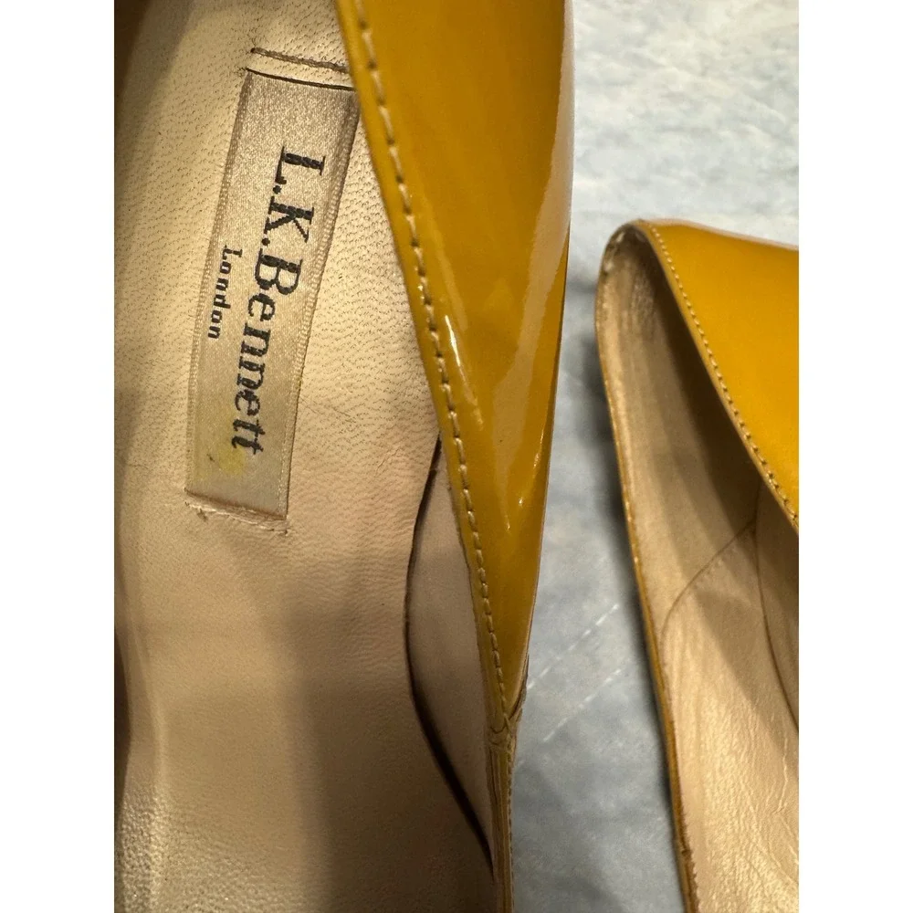 L.K.‎ Bennett London Gold Patent Leather Platform Heels Size 37